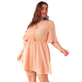 Large size women's 2020 new women's clothing 200 kg solid color dress